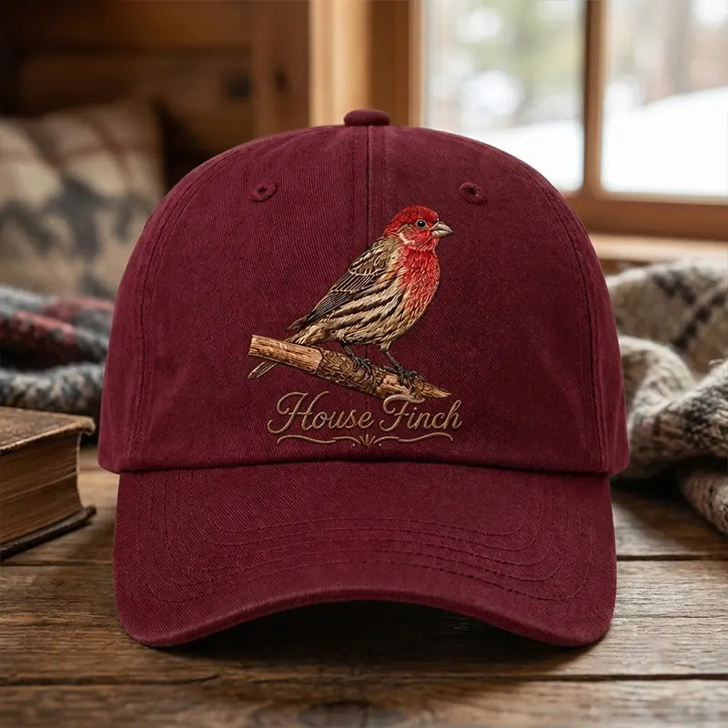 Bird Watching Bird Species House Finch Embroidered Cap