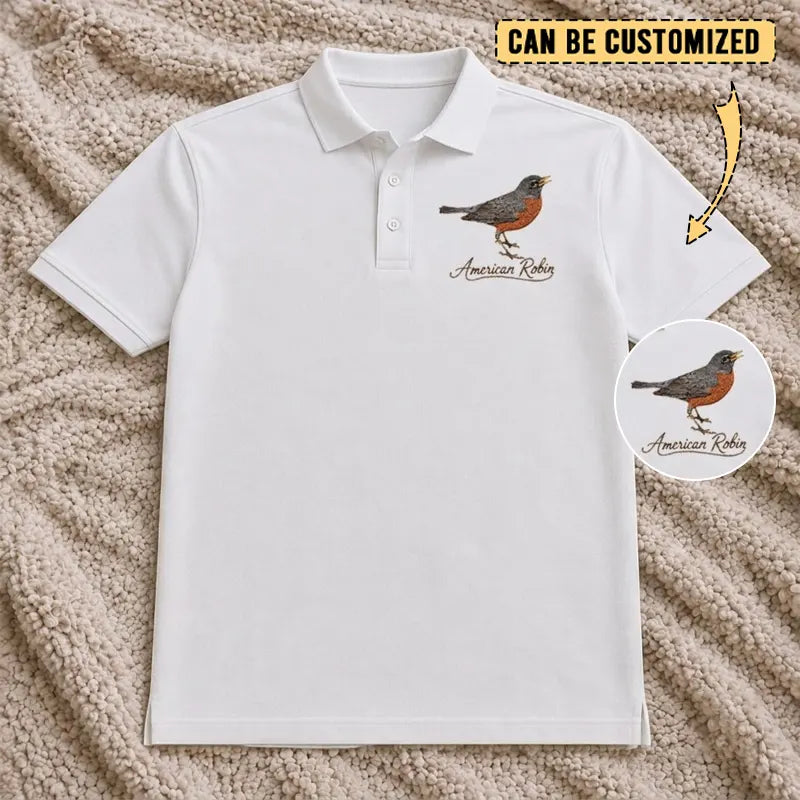 Customized American Robin Embroidered Polo Shirt
