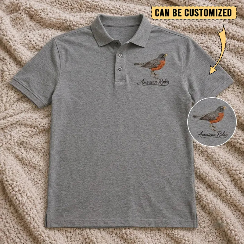 Customized American Robin Embroidered Polo Shirt