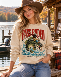 Bass Rodeo Cowboy Fishing Vintage Sweater