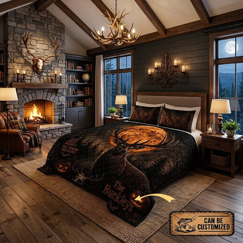 Customized Deer Hunting Quilt Bedding Set