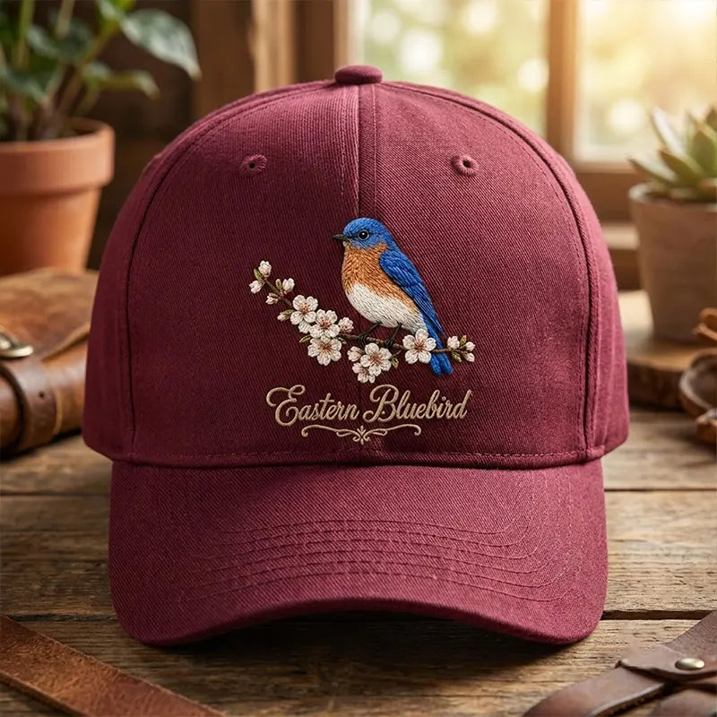 Bird Watching Bird Species Eastern Bluebird Embroidered Cap
