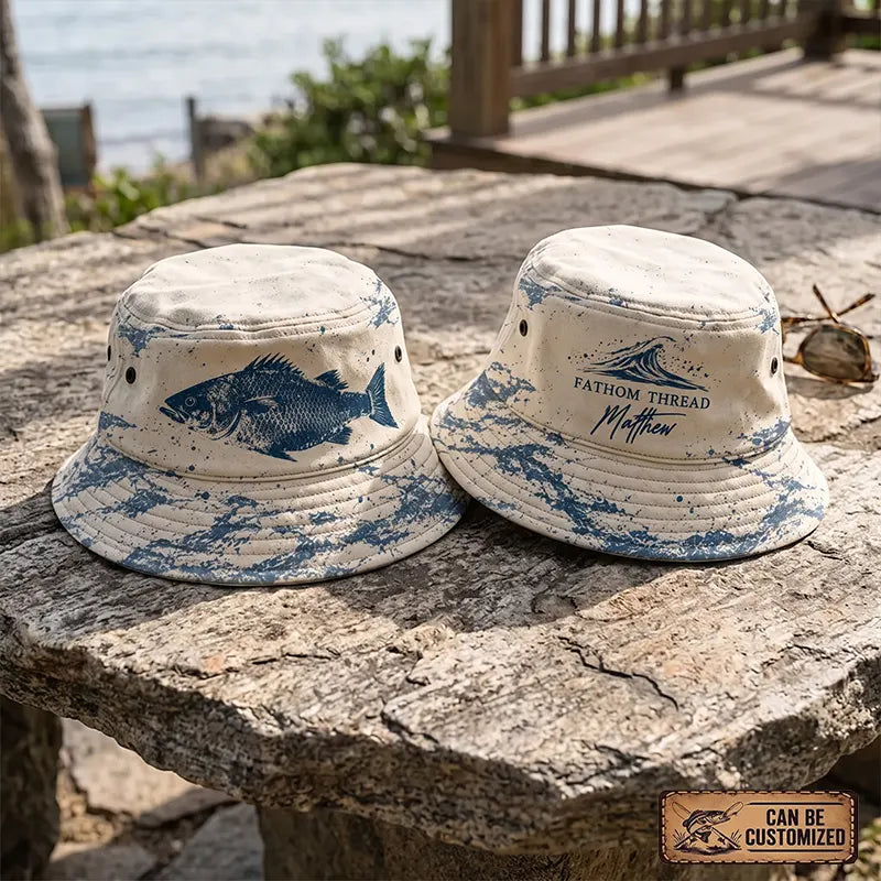 Personalized Fishing Fathom Thread Ocean Wave Bucket Hat