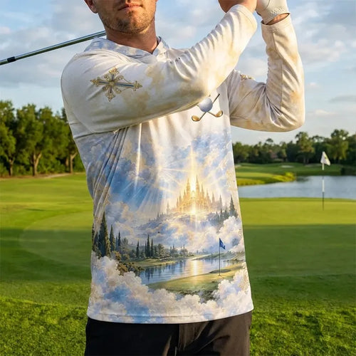 Personalized Swing By Faith Golf Christian Hooded Long Sleeve Shirt