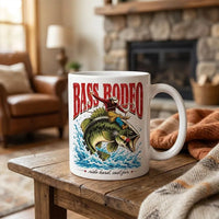 Bass Rodeo Cowboy Fishing Vintage Mug