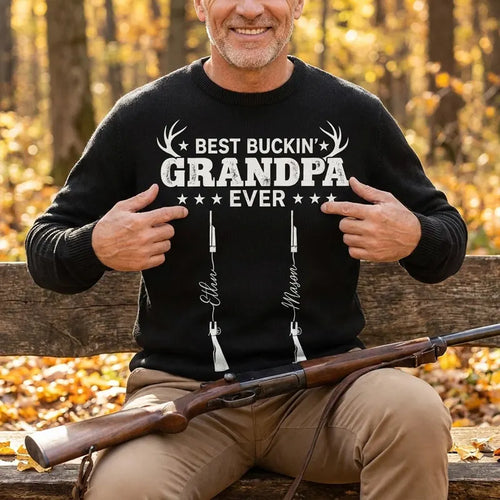 Personalized Best Buckin' Grandpa Ever Hunting Sweater