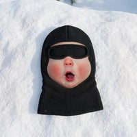 3D Realistic Baby Face Black Ski Mask