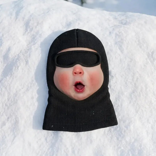 3D Realistic Baby Face Black Ski Mask