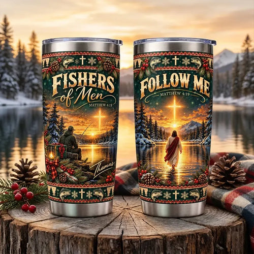 Fishers of Men Matthew 4:19 Christian Fishing Christmas 20oz Tumbler