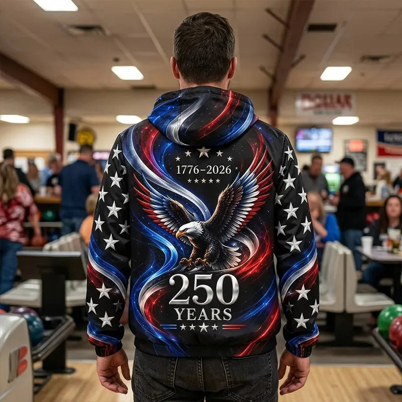 Personalized America 250 Years Bald Eagle Patriotic Windbreaker Jacket