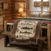 Personalized Trout Fishing Tight Lines & Good Times Tassels Blanket