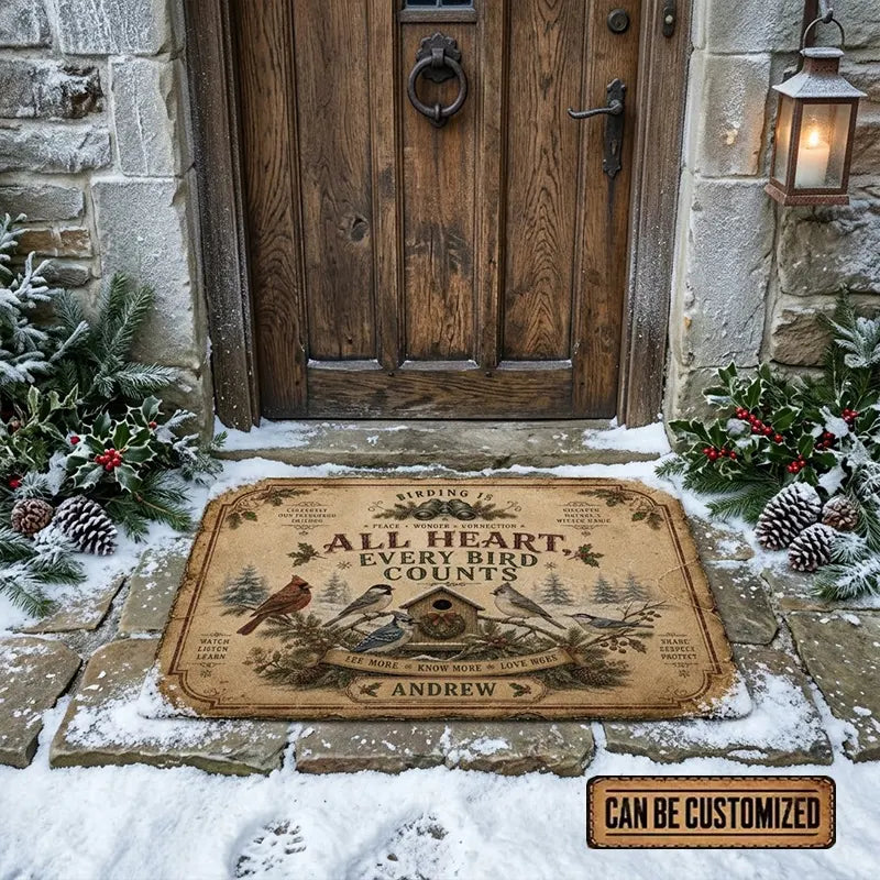 Personalized Vintage Bird Watching North American Birds Rustic Doormat
