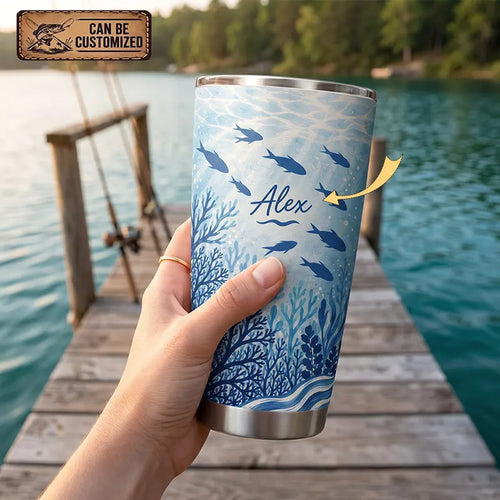 Personalized Matthew 4:19 Fishing Ocean 20oz Tumbler