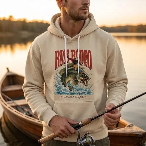 Bass Rodeo Cowboy Fishing Vintage Hoodie