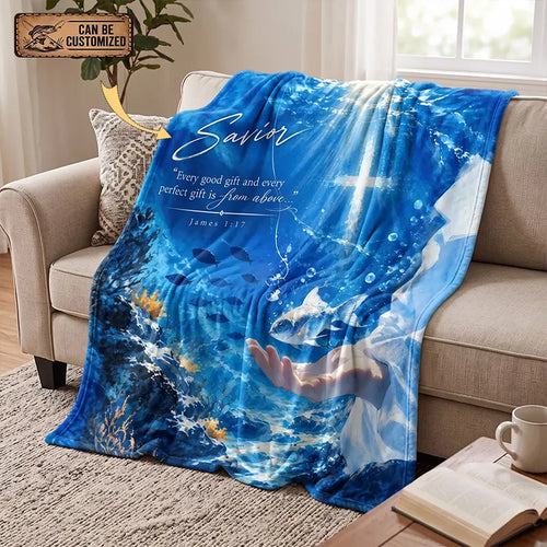 Savior James 1:17 Christian Ocean Fleece Blanket