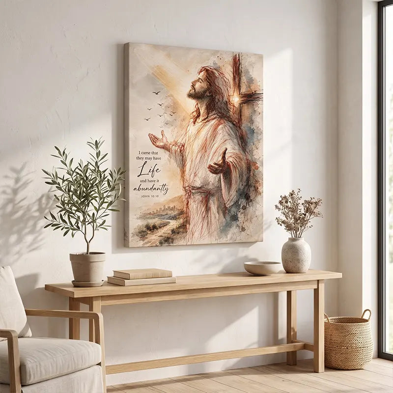 Jesus John 10:10 Abundant Life Christian Canvas Print