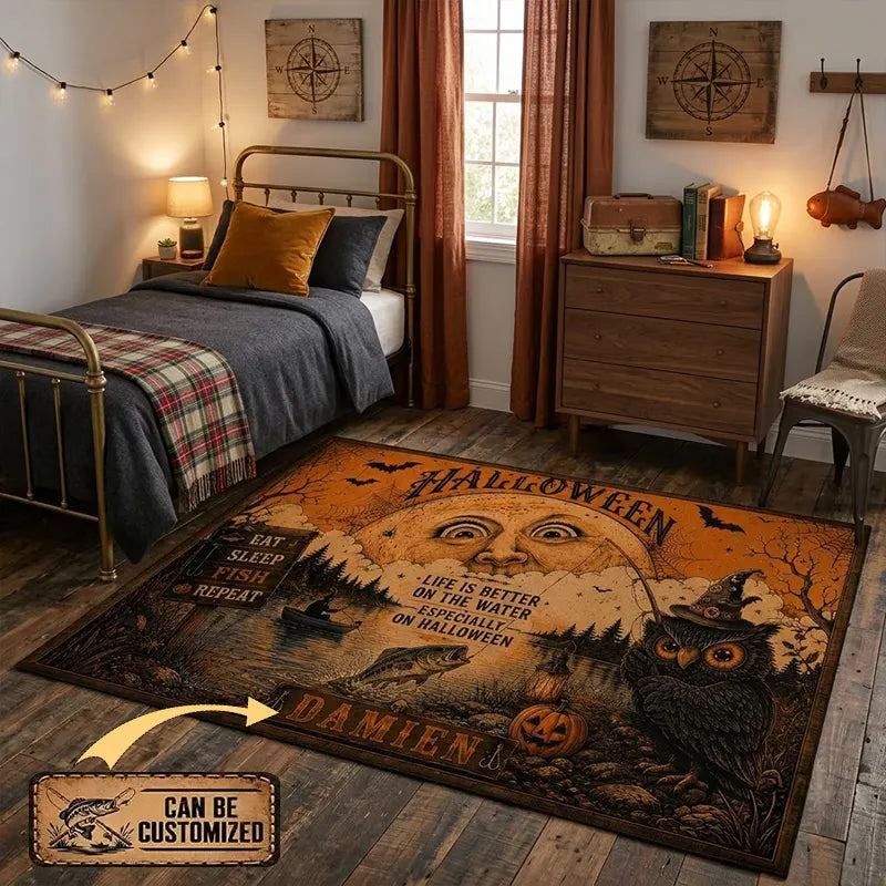 Personalized Halloween Fishing Life Is Better On The Water Rug