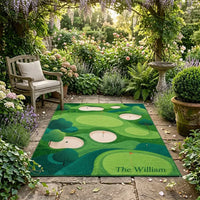 Personalized Aerial Golf Course Greenery Rug