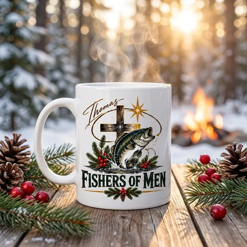 Personalized Fishers of Men Christmas Christian Fishing Mug