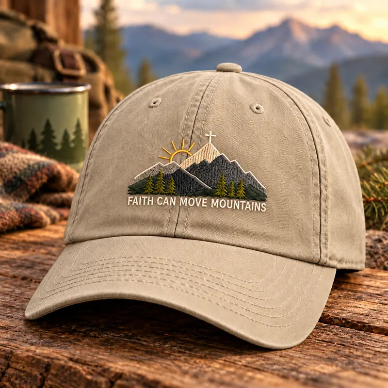 Faith Can Move Mountains Christian Embroidered Cap