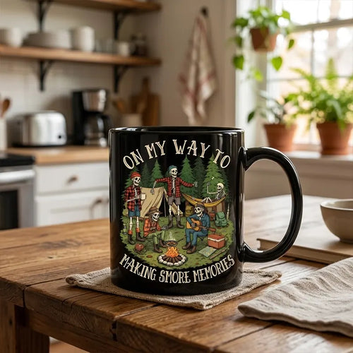 Making Smore Memories Camping Skeletons Ceramic Mug