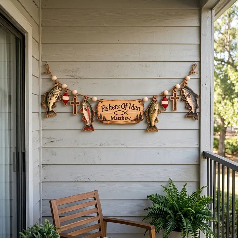 Personalized Fishers Of Men Wooden Garland