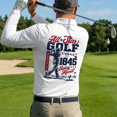 Personalized All-Star Golf Vintage Polo Long Sleeve Shirt