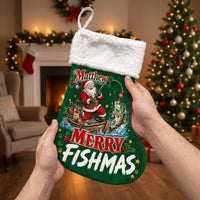 Personalized Santa Bass Fishing Merry Fishmas Christmas Stocking