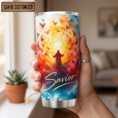 Personalized Matthew 6:26 Christian Birds Watercolor 20oz Tumbler
