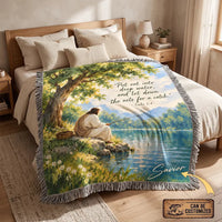 Jesus Fishing Luke 5:4 Christian Faith Tassels Blanket