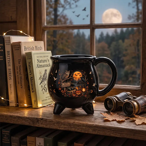 Halloween Bird Watching Cauldron Mug