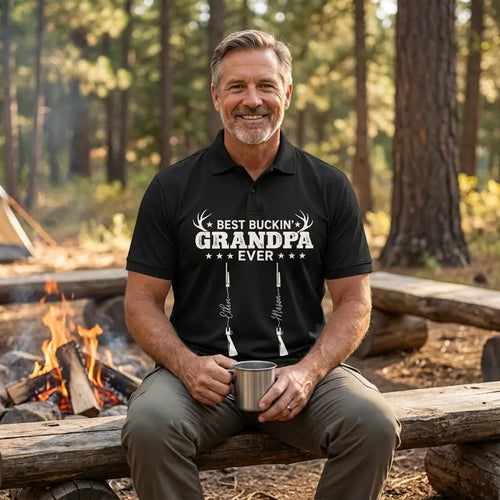 Personalized Best Buckin' Grandpa Ever Hunting Polo Shirt
