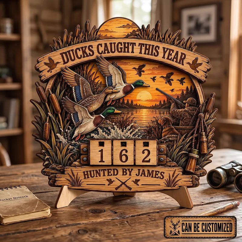 Personalized Duck Hunting Wooden Tracker