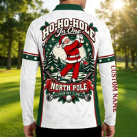 Ho Ho Hole Personalized Christmas Golf Long Sleeve Polo Shirt