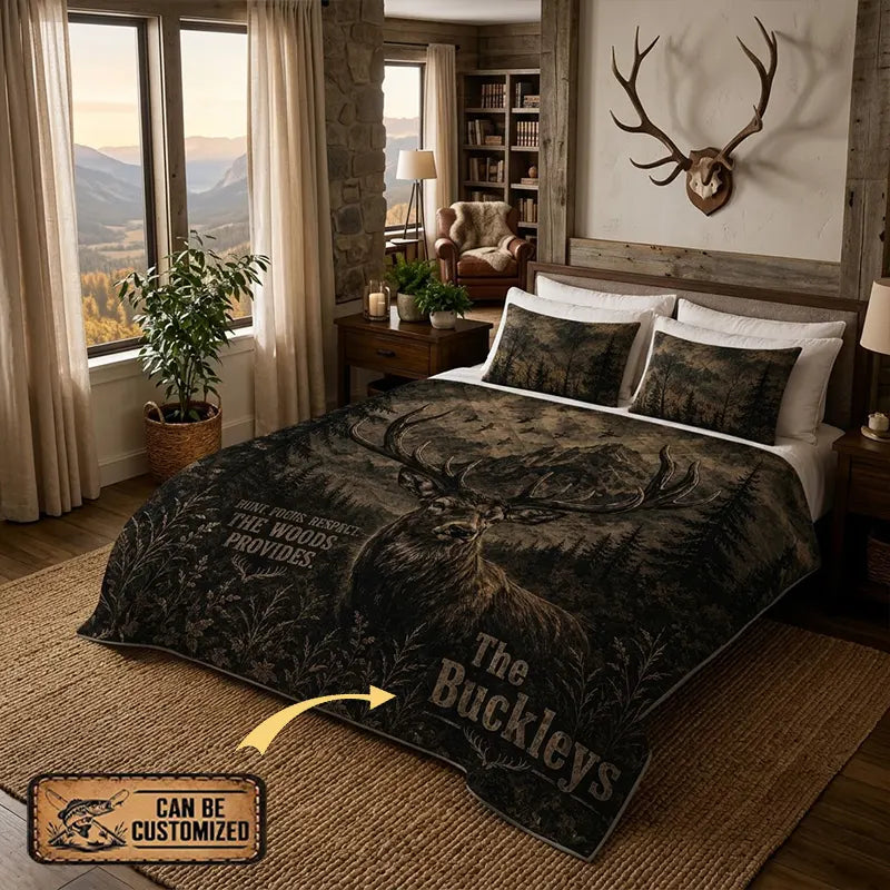Customized Deer Hunting Quilt Bedding Set