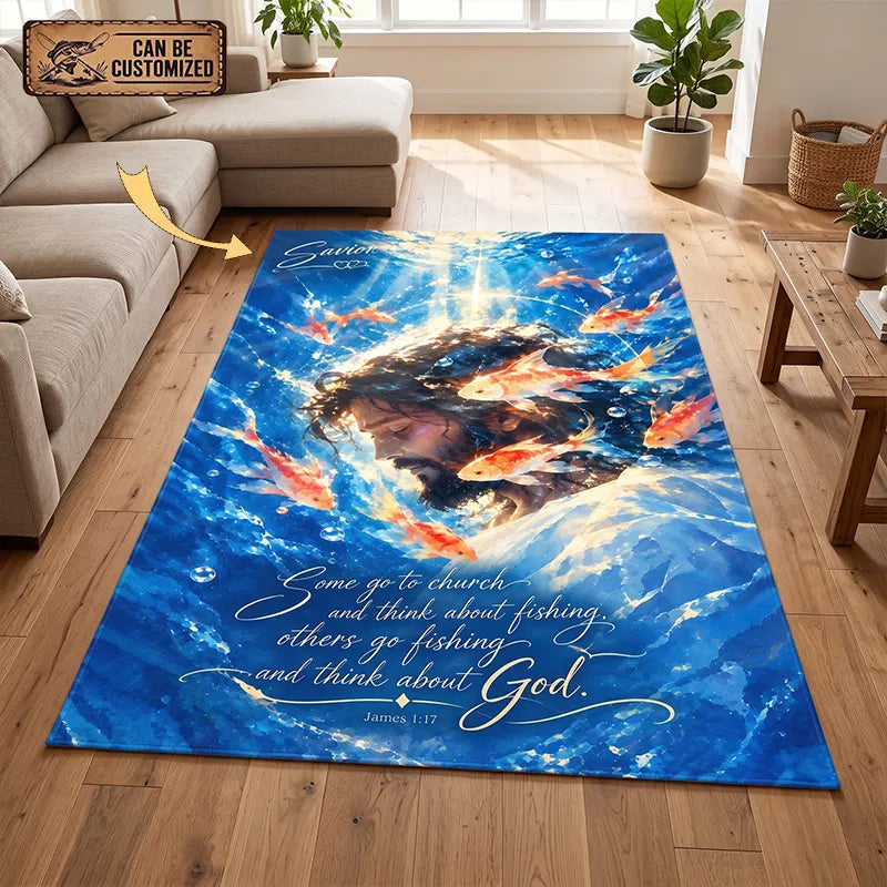 Christian Fishing Jesus Personalized James 1:17 Rug