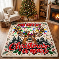 Oh Deer Christmas Is Near Reindeer Christmas Area Rug