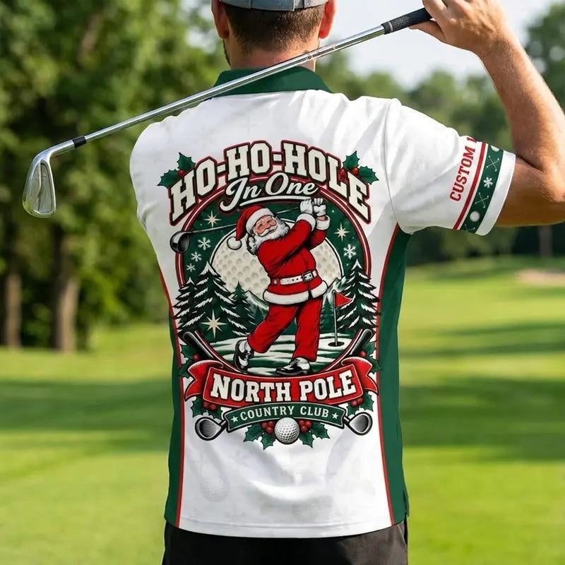 Ho Ho Hole Personalized Christmas Golf Hawaiian Shirt