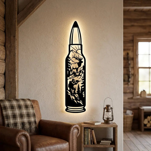 Personalized Hunting Shotgun Shell Rifle Bullet Wall Art LED