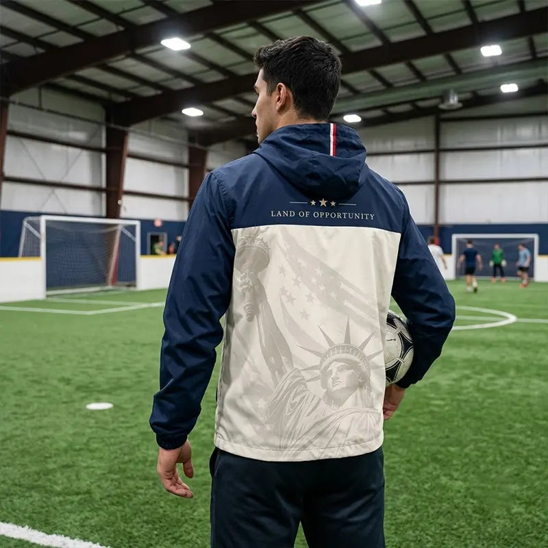 Personalized Fathom Thread Bald Eagle American Flag Soccer Windbreaker