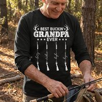 Personalized Best Buckin' Grandpa Ever Hunting Long Sleeve Shirt