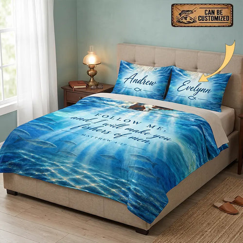 Personalized Fishers of Men Christian Fishing Quilt Bedding Set