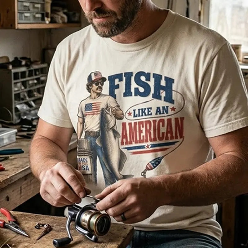 Fish Like An American Vintage Fishing Americana T-Shirt