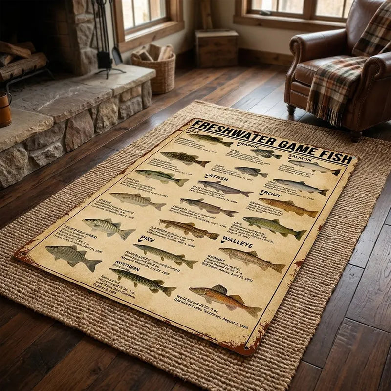 Freshwater Game Fish Identification Rug