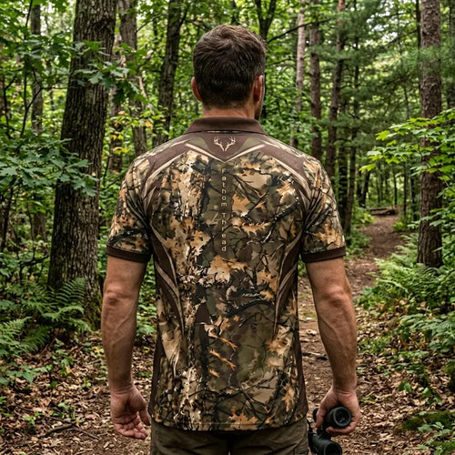Fathom Threads Deer Antler Camo Hunting Polo Shirt