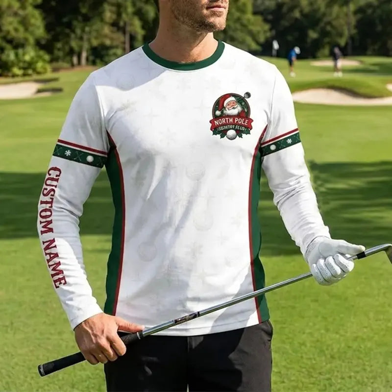 Ho Ho Hole Personalized Christmas Golf Long Sleeve Shirt