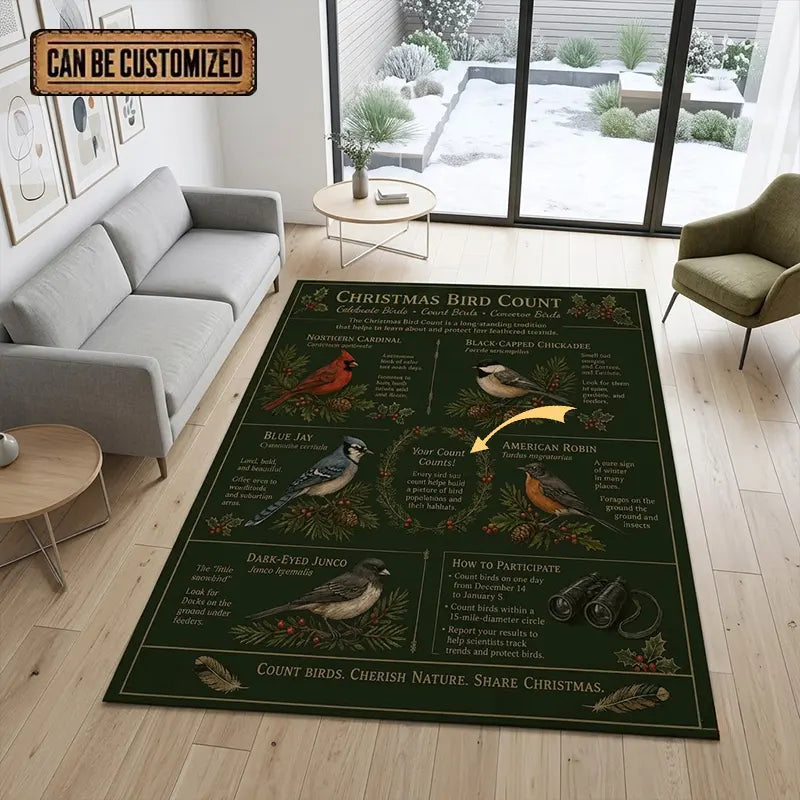 Christmas Bird Count Wildlife Bird Watching Rug