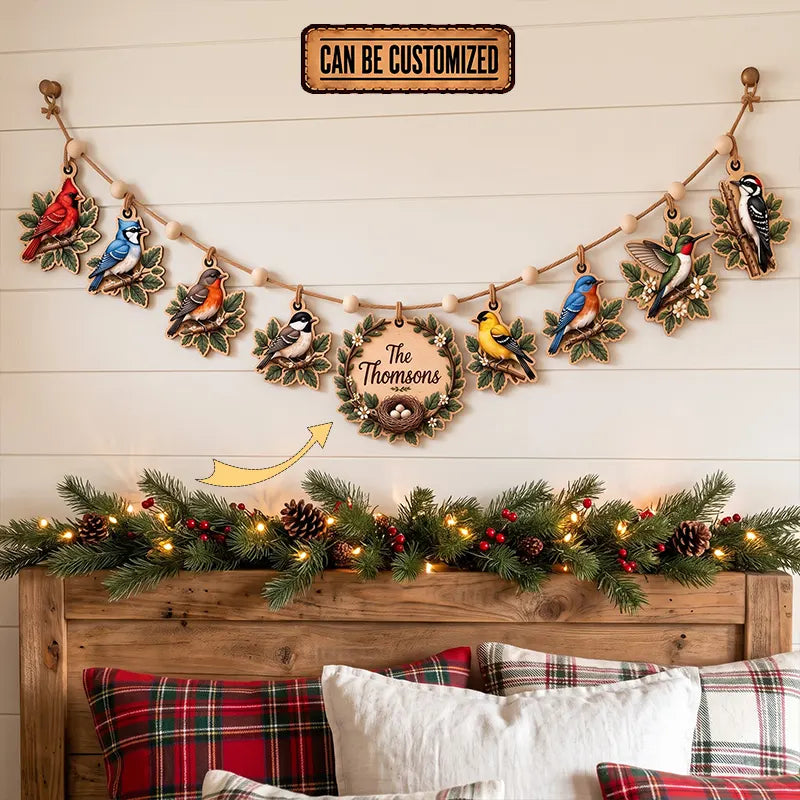 Personalized Family Bird Wooden Garland