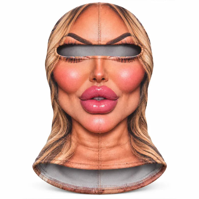 Funny Inflated Woman Face 3D Ski Mask