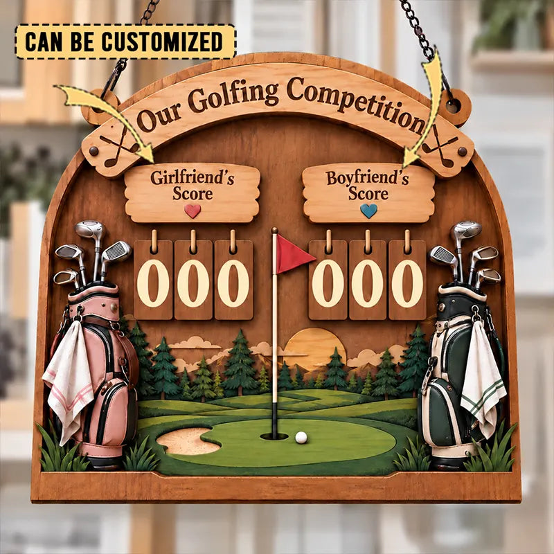 Personalized Our Golfing Competition 3-Digit Wooden Tracker
